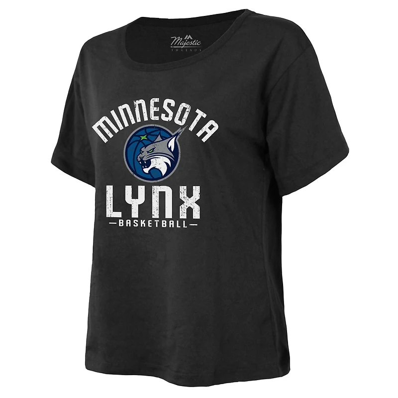 T-shirt boxy noir pour femme Majestic Threads, motif Minnesota Lynx, The Edge