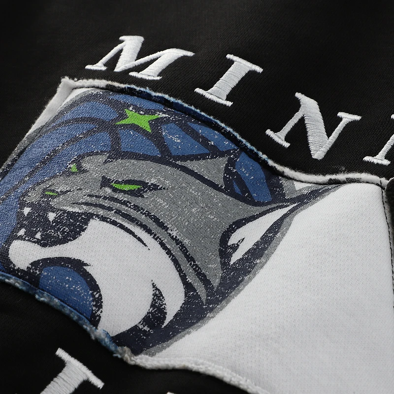 Women's New Era Black Minnesota Lynx Split Cropped Mock Neck Sweatshirt