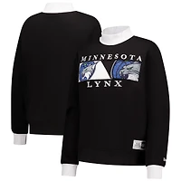 Sweat-shirt court à col montant et fente pour femme New Era noir Minnesota Lynx
