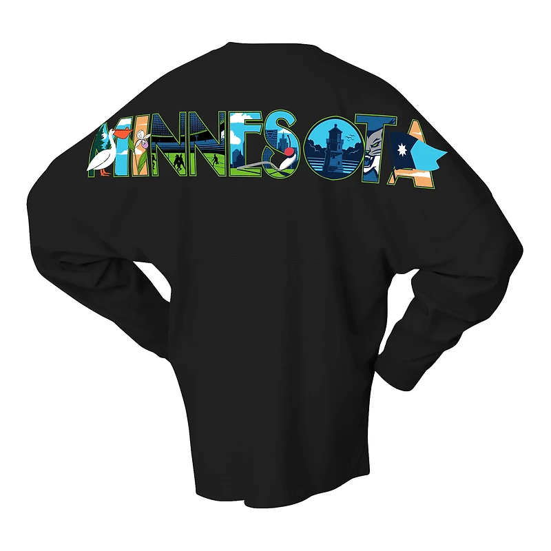Women's Spirit Jersey Black Minnesota Lynx Oversized Preppy City Long Sleeve T-Shirt