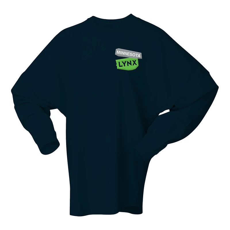Women's Spirit Jersey Navy Minnesota Lynx Patches Oversized Long Sleeve T-Shirt