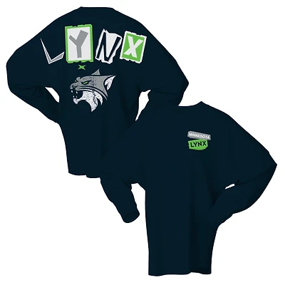 Women's Spirit Jersey Navy Minnesota Lynx Patches Oversized Long Sleeve T-Shirt