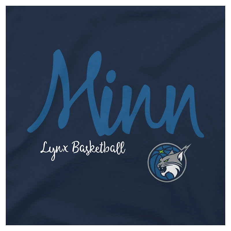 T-shirt bleu marine Stadium Essentials pour femme, troisième quart-temps, Minnesota Lynx