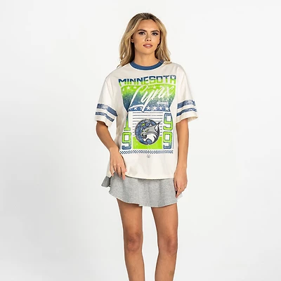 Women's The Wild Collective White Minnesota Lynx Vintage Drop-Shoulder Oversized T-Shirt