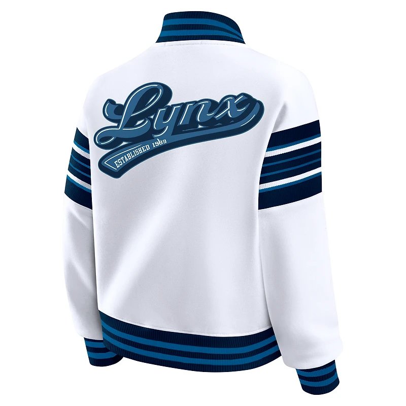 Veste polaire à boutons-pression complète WEAR by Erin Andrews pour femme, blanc/bleu marine, des Minnesota Lynx
