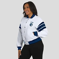 Women's WEAR by Erin Andrews White/Navy Minnesota Lynx Full-Snap Fleece Sweatshirt Jacket