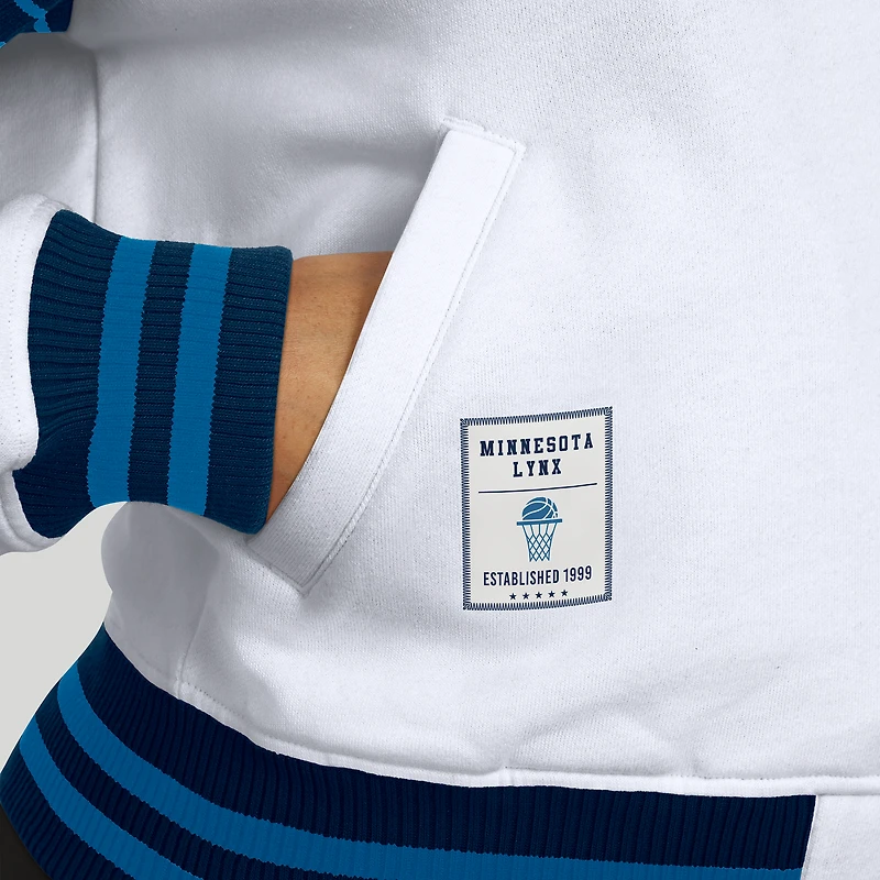 Veste polaire à boutons-pression complète WEAR by Erin Andrews pour femme, blanc/bleu marine, des Minnesota Lynx