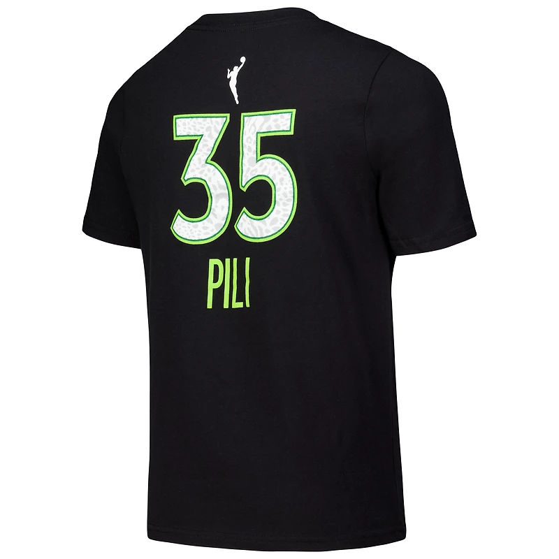 T-shirt Nike Alissa Pili noir Minnesota Lynx Draft Rebel Edition pour enfant, nom et numéro
