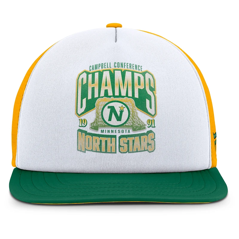 Casquette snapback en mousse blanche/verte pour homme de la collection Decades des Minnesota North Stars Fanatics