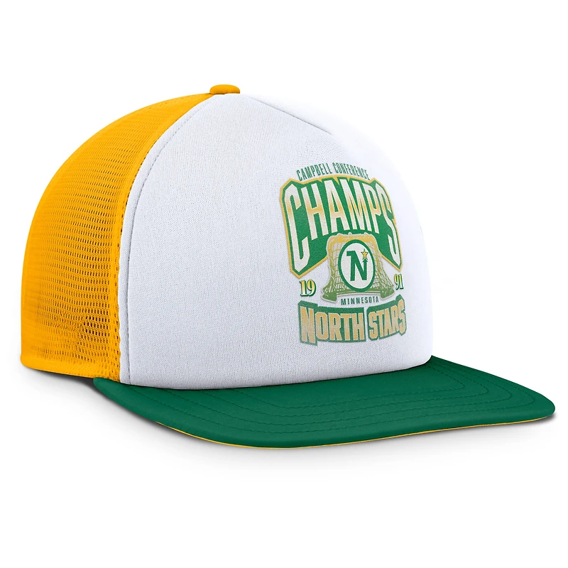 Casquette snapback en mousse blanche/verte pour homme de la collection Decades des Minnesota North Stars Fanatics
