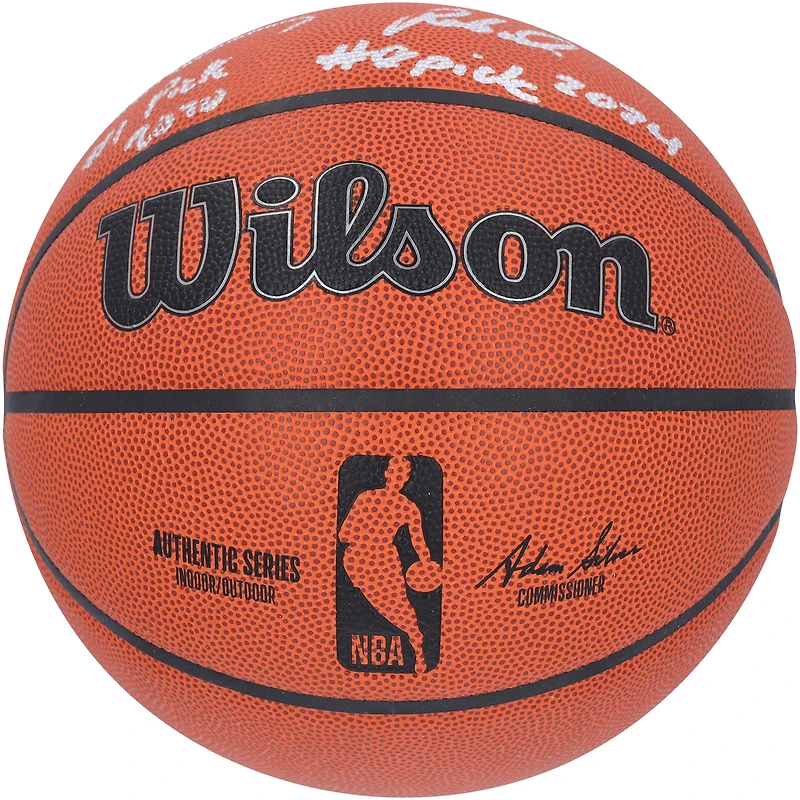 Anthony Edwards & Rob Dillingham Minnesota Timberwolves Autographed Wilson Authentic Series Indoor/Outdoor Basketball with "#1 Pick 2020" and "#8 Pick 2024" Inscriptions