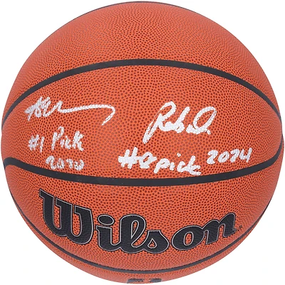 Anthony Edwards & Rob Dillingham Minnesota Timberwolves Autographed Wilson Authentic Series Indoor/Outdoor Basketball with "#1 Pick 2020" and "#8 Pick 2024" Inscriptions