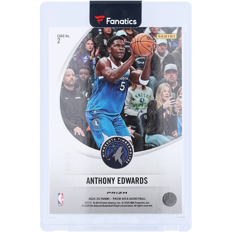 Carte Anthony Edwards Minnesota Timberwolves 2024-25 Panini Prizm Deca Gold Prizm Downtown Bound n° 2, n° 6/10