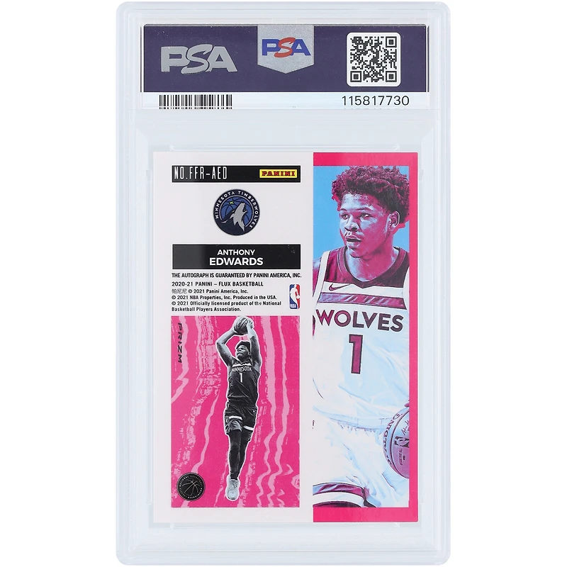 Anthony Edwards Minnesota Timberwolves Autographed 2020-21 Panini Flux Freshman Signatures #FFR-AED PSA Authenticated 10 Rookie Card