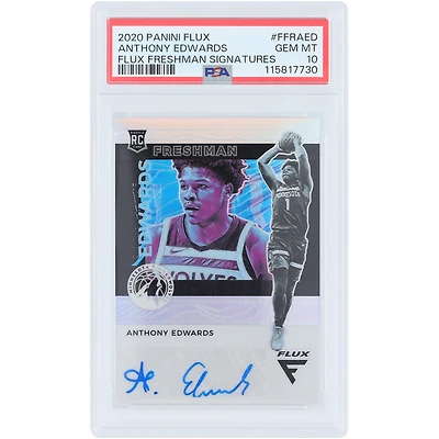 Anthony Edwards Minnesota Timberwolves Autographed 2020-21 Panini Flux Freshman Signatures #FFR-AED PSA Authenticated 10 Rookie Card