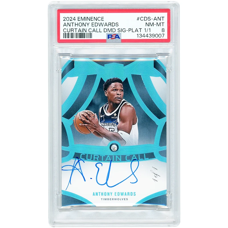 Anthony Edwards Minnesota Timberwolves Autographed 2024-25 Panini Eminence Curtain Call Diamond Gem Platinum #CDS-ANT #1/1 PSA Authenticated 8 Card