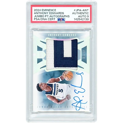 Anthony Edwards Minnesota Timberwolves Autographed 2024-25 Panini Eminence Dual-Color Jumbo Game-Used Relic #JPA-ANT #10/10 PSA Authenticated Auto 9 Card