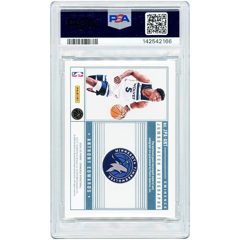 Anthony Edwards Minnesota Timberwolves Autographed 2024-25 Panini Eminence Jumbo Two-Color Game Used Relic #JPA-ANT #6/10 PSA Authenticated 9 Card