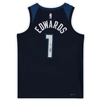 Maillot Nike Icon Edition Swingman bleu marine dédicacé par Anthony Edwards des Minnesota Timberwolves 2022-23