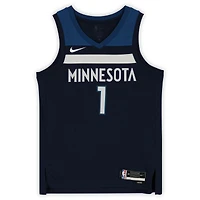 Maillot Nike Icon Edition Swingman bleu marine dédicacé par Anthony Edwards des Minnesota Timberwolves 2022-23