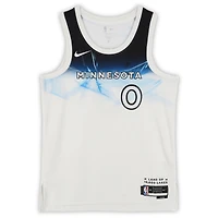 Maillot Swingman Nike City Edition 2024-25 blanc dédicacé par Donte DiVincenzo des Minnesota Timberwolves avec inscriptions « Big Ragu » et « Can't Knock the Hustle
