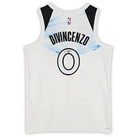 Maillot Swingman Nike City Edition 2024-25 blanc dédicacé par Donte DiVincenzo des Minnesota Timberwolves