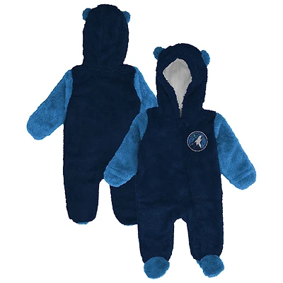 Infant & Newborn Outerstuff Navy Minnesota Timberwolves Stay Napping Fleece Bunting Full-Zip Hooded Sleeper