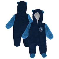 Infant & Newborn Outerstuff Navy Minnesota Timberwolves Stay Napping Fleece Bunting Full-Zip Hooded Sleeper