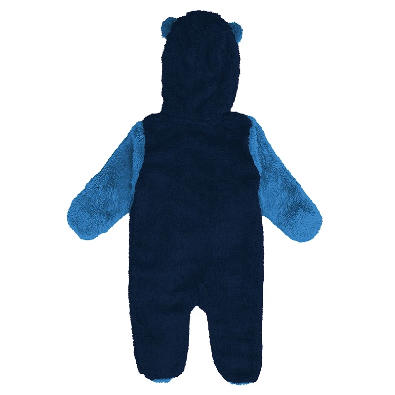 Grenouillère polaire à capuche et fermeture éclair intégrale pour nourrissons nouveau-nés, bleu marine, des Timberwolves du Minnesota