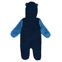 Grenouillère polaire à capuche et fermeture éclair intégrale pour nourrissons nouveau-nés, bleu marine, des Timberwolves du Minnesota