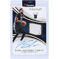Carte Rookie Panini Immaculate Collection 2015-16 autographiée par Karl-Anthony Towns des Minnesota Timberwolves, 3 couleurs RPA #101 #56/99