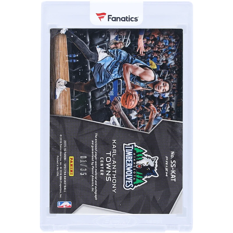 Karl-Anthony Towns Minnesota Timberwolves Autographed 2015-16 Panini Spectra Spectacular Swatch Signature Relic #SS-KAT #1/35 Rookie Card