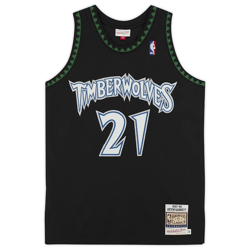 Kevin Garnett Black Minnesota Timberwolves Autographed Mitchell & Ness 1997-98 Authentic Jersey with "NBA Top 75" Inscription