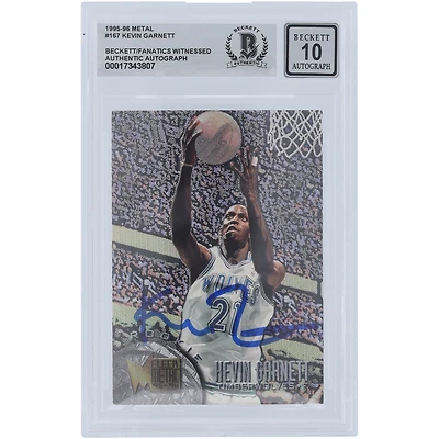 Kevin Garnett Minnesota Timberwolves Autographié 1995-96 Skybox Meta #167 Beckett Fanatics Witnessed Authenticated 10 Rookie Card