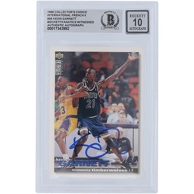 Kevin Garnett Minnesota Timberwolves Autographié 1996 Upper Deck Collector's Choice International French II #59 Beckett Fanatics Witnessed Authenticated 10 Rookie Card