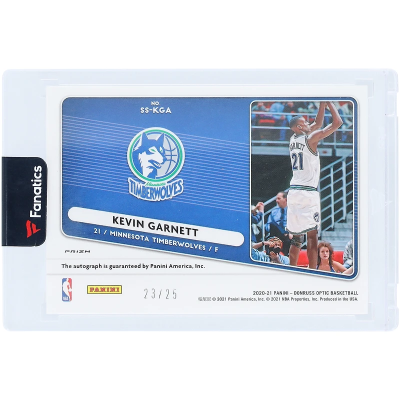 Kevin Garnett Minnesota Timberwolves Autographed 2020-21 Panini Donruss Optic Blue Prizm #SS-KGA #23/25 Card