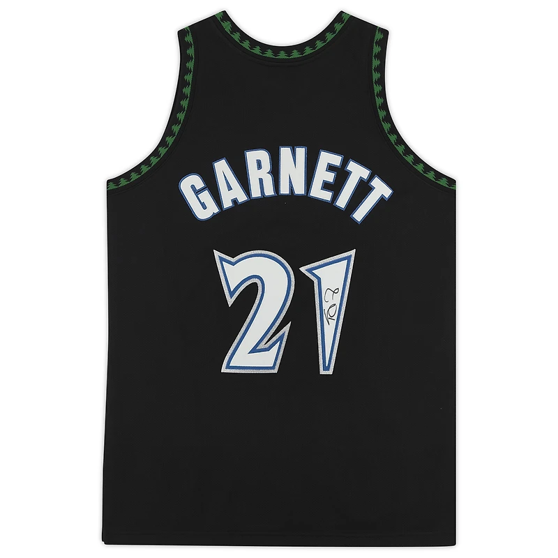 Maillot authentique noir autographié par Kevin Garnett des Minnesota Timberwolves, Mitchell et Ness