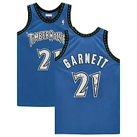 Maillot authentique bleu autographié par Kevin Garnett des Minnesota Timberwolves avec Mitchell & Ness et inscription « Big Ticket »