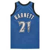Maillot authentique bleu autographié par Kevin Garnett des Minnesota Timberwolves avec Mitchell & Ness et inscription « Big Ticket »
