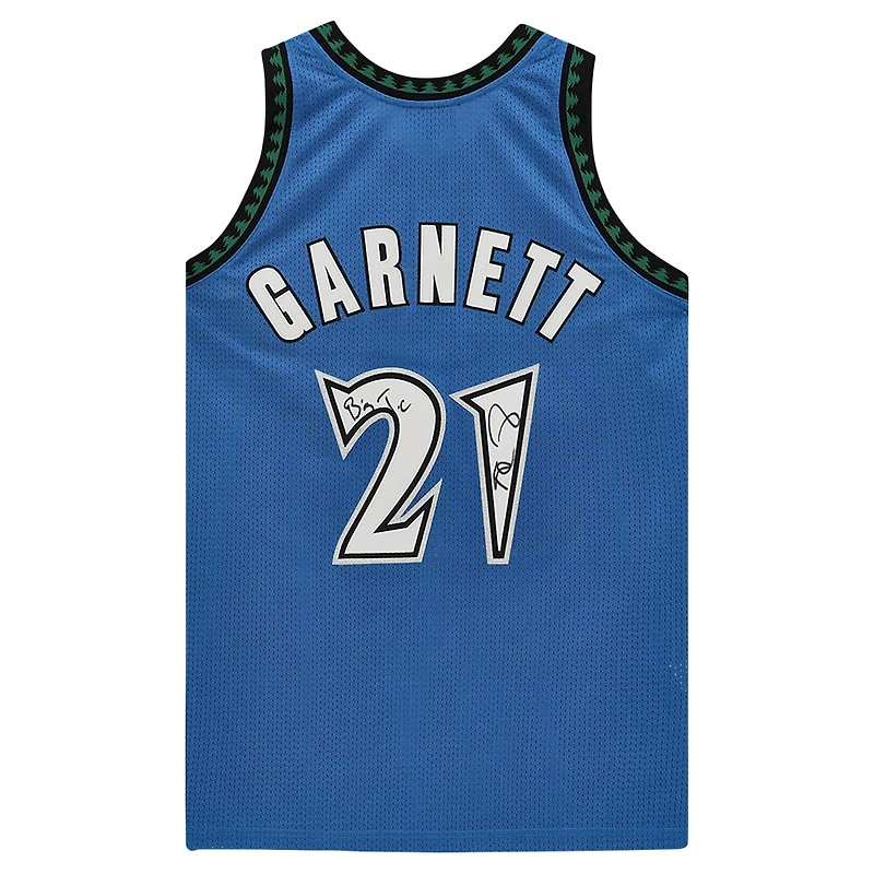 Kevin Garnett Minnesota Timberwolves Autographed Blue Mitchell & Ness Authentic Jersey with "Big Ticket" Inscription