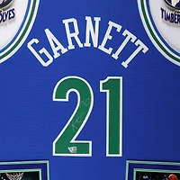 Maillot authentique Mitchell & Ness bleu autographié de Kevin Garnett des Minnesota Timberwolves 1995-96