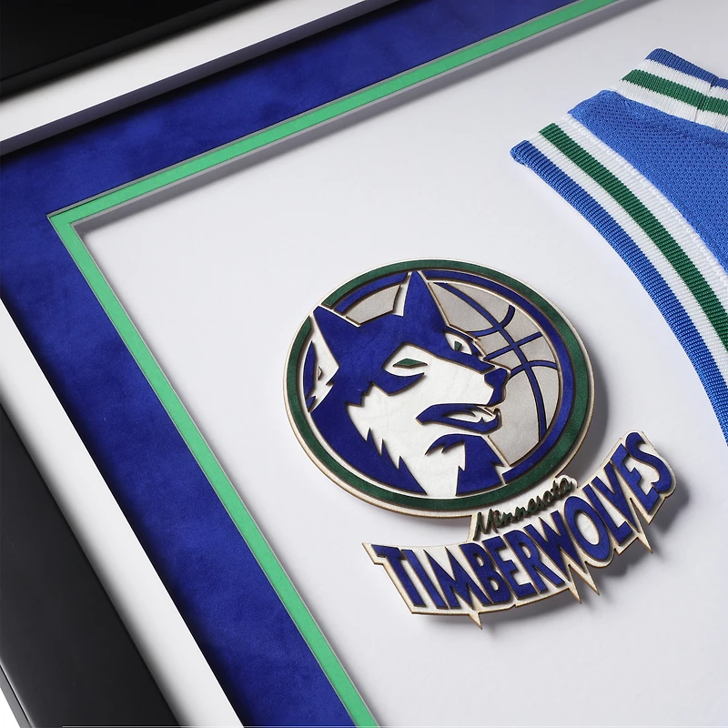 Maillot authentique Mitchell & Ness bleu autographié de Kevin Garnett des Minnesota Timberwolves 1995-96