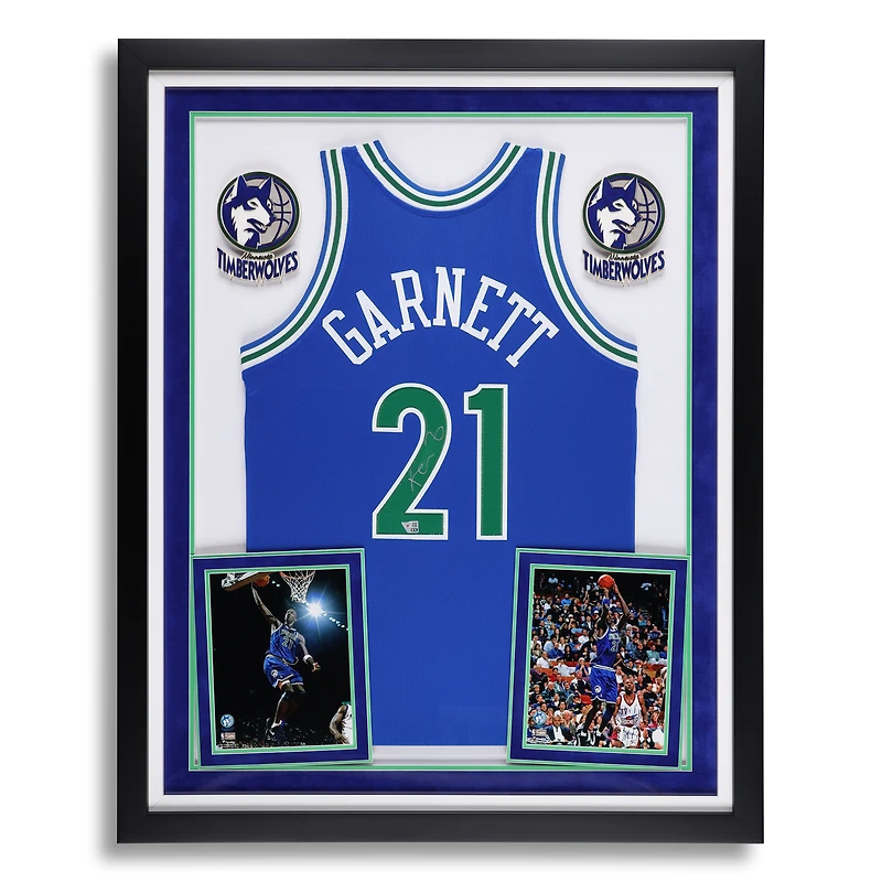 Kevin Garnett Minnesota Timberwolves Autographed Deluxe Framed Blue Mitchell & Ness 1995-96 Authentic Jersey