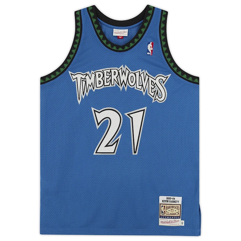 Maillot authentique autographié par Kevin Garnett des Minnesota Timberwolves, Mitchell et Ness, vert