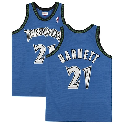 Maillot authentique autographié par Kevin Garnett des Minnesota Timberwolves, Mitchell et Ness, vert