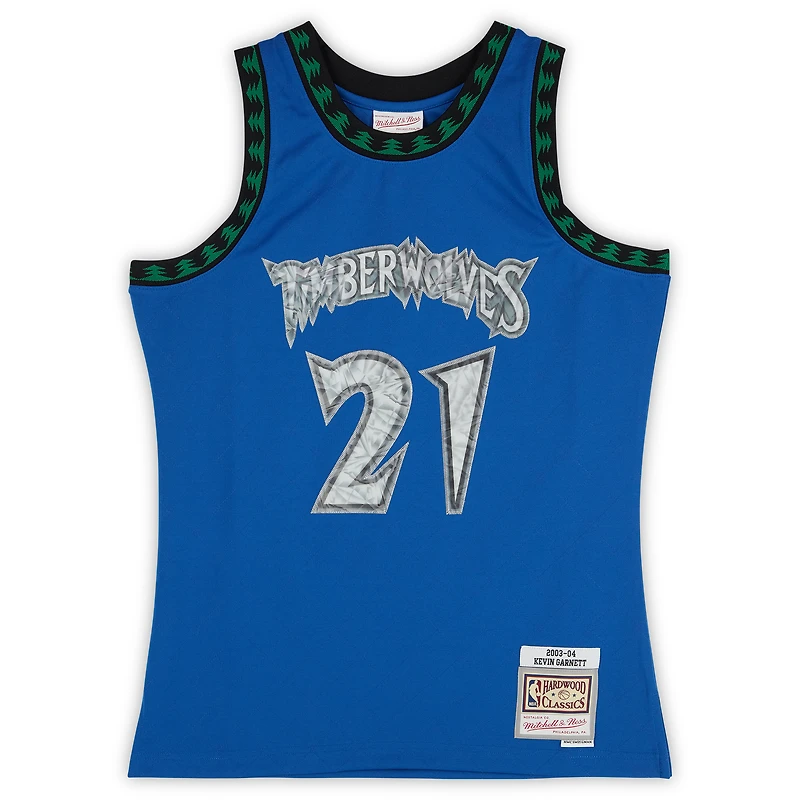 Kevin Garnett Minnesota Timberwolves Autographed Mitchell & Ness Blue 2003-04 NBA 75th Anniversary Diamond Swingman Jersey
