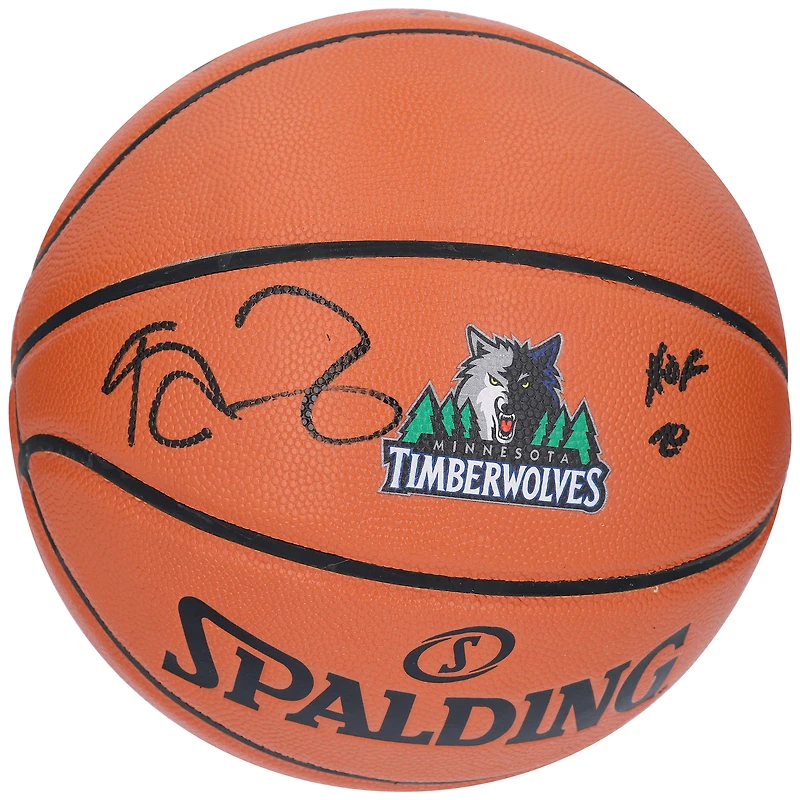 Ballon de basket-ball autographié par Kevin Garnett des Minnesota Timberwolves avec logo de l'équipe Spalding 1996-08 et inscription « HOF 20 »