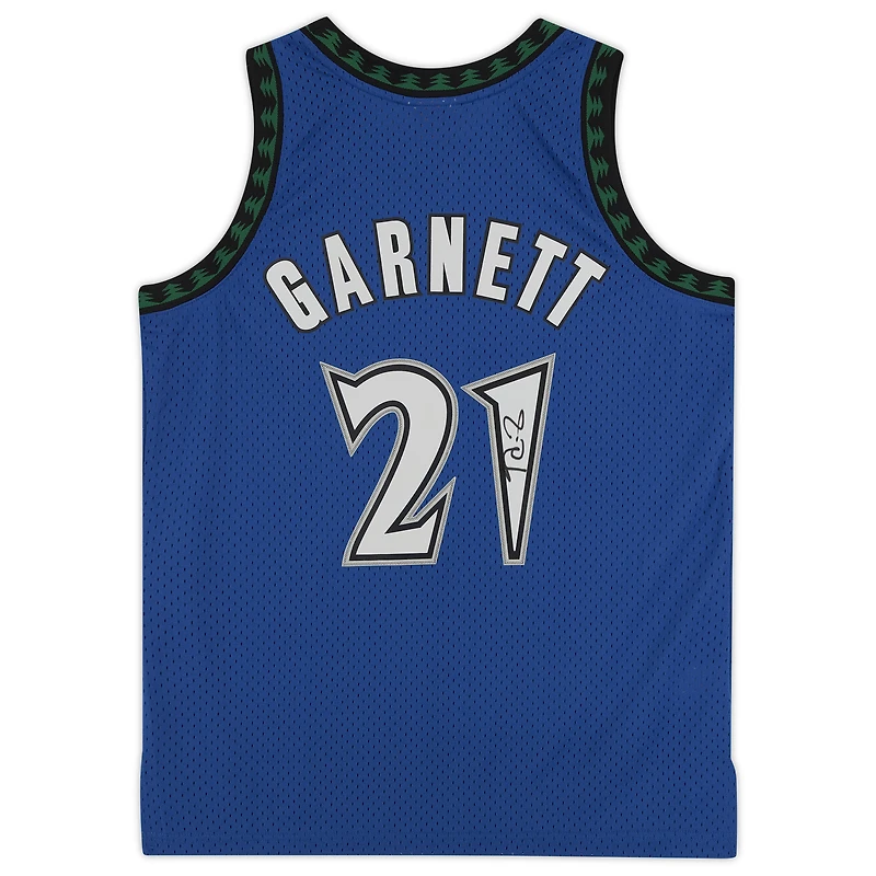 Maillot réplique autographié par Kevin Garnett des Royal Minnesota Timberwolves Mitchell & Ness 2003-04