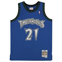 Maillot réplique autographié par Kevin Garnett des Royal Minnesota Timberwolves Mitchell & Ness 2003-04