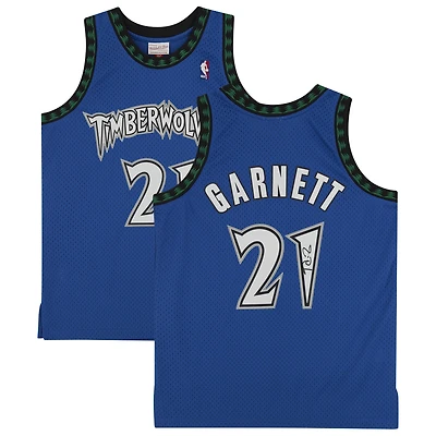 Maillot réplique autographié par Kevin Garnett des Royal Minnesota Timberwolves Mitchell & Ness 2003-04